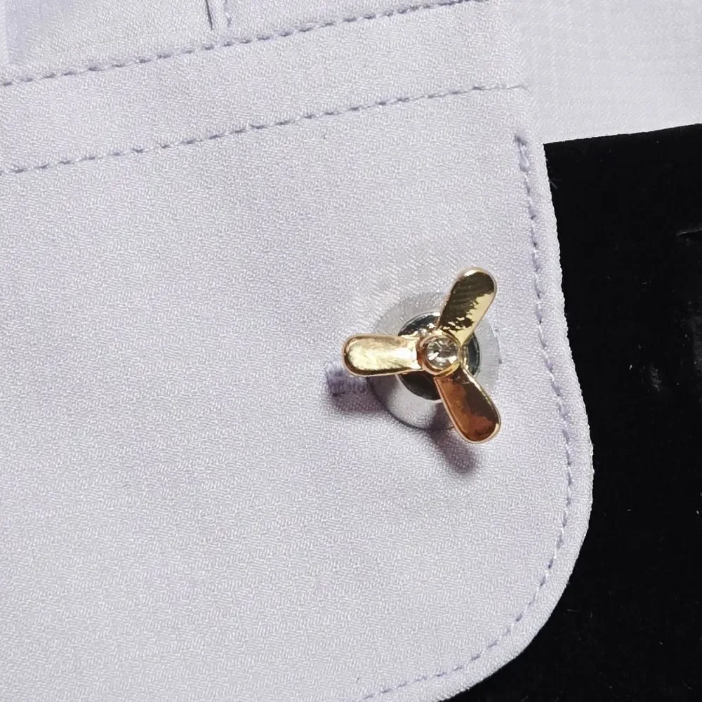 Propeller Cufflinks Men’s Novelty French Cuff Silver Bullet Back Aviator Gift